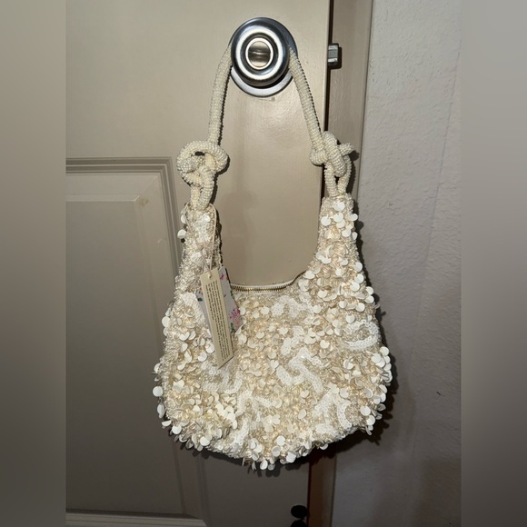 White Beaded Women's Bag - Picture 1 of 2